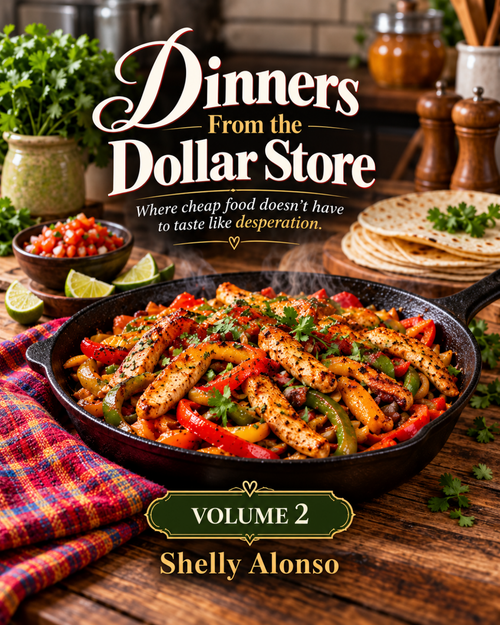 Dinners from the Dollar Store Volume 2 actual PDF cover featuring fajitas