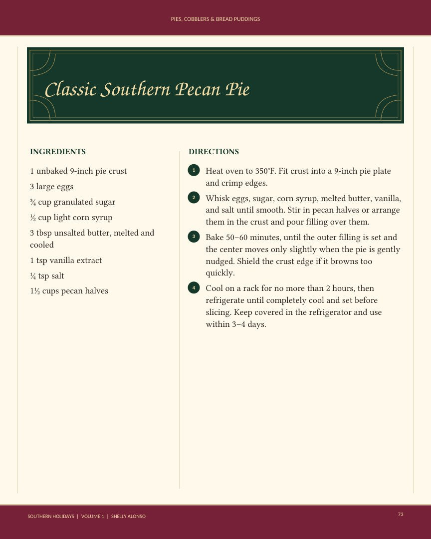 Southern Holidays, Volume 1: actual cookbook interior page 73